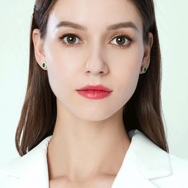 Wholesale Rhinestone Emerald Gemstone Alloy Earrings Jewelry Set