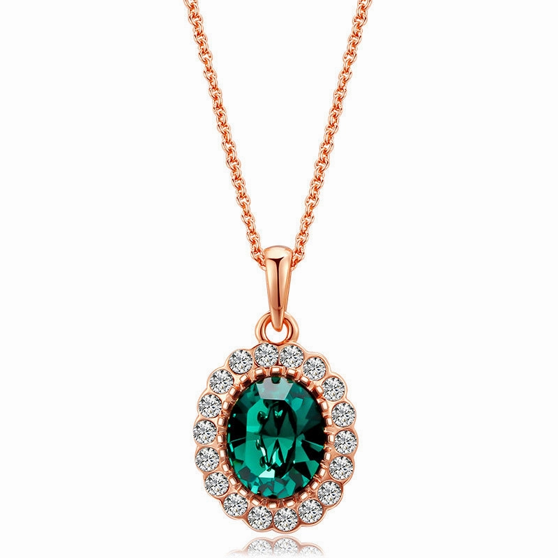 Wholesale Rhinestone Emerald Gemstone Alloy Earrings Jewelry Set