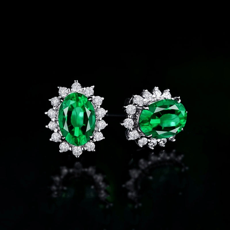 Wholesale Rhinestone Emerald Gemstone Alloy Earrings Jewelry Set