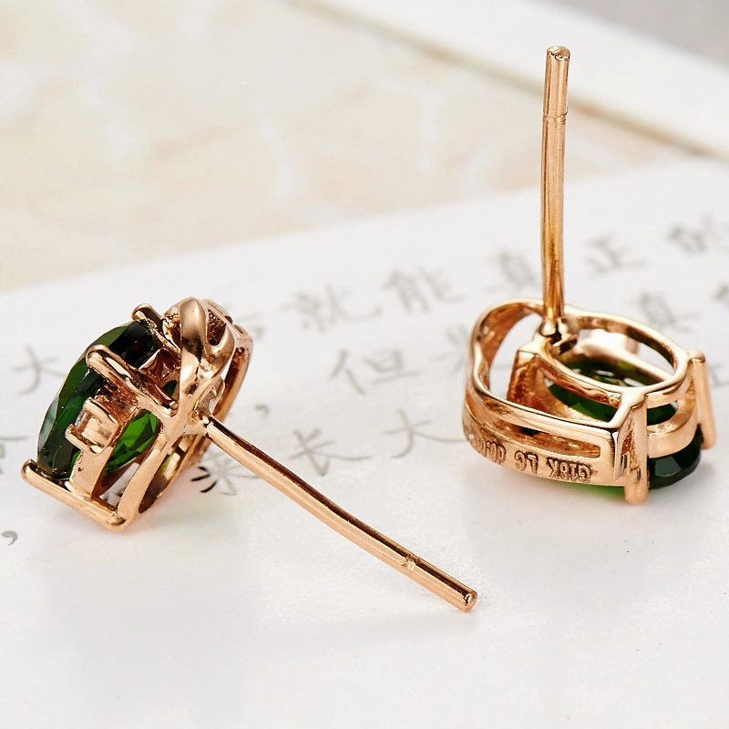 Wholesale Rhinestone Emerald Stud Earrings