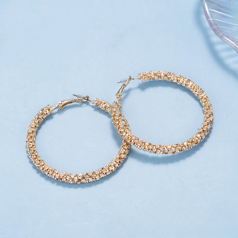 Wholesale Rhinestone Large Ring Earrings