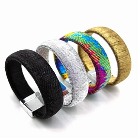 Wholesale Rhinestone Magnet Buckle Leather Bracelet