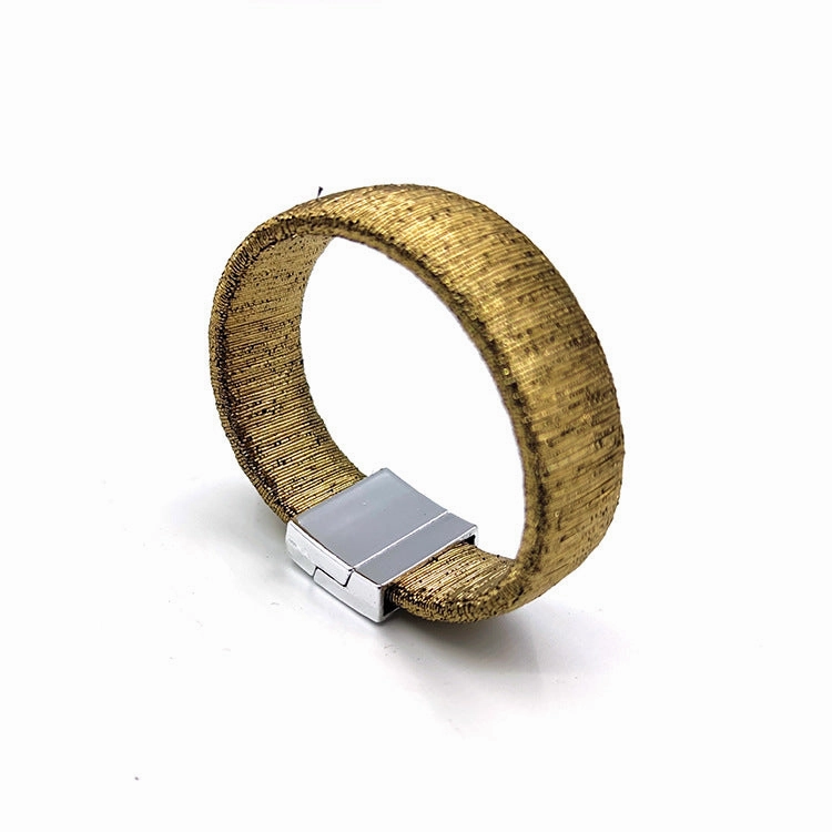 Wholesale Rhinestone Magnet Buckle Leather Bracelet