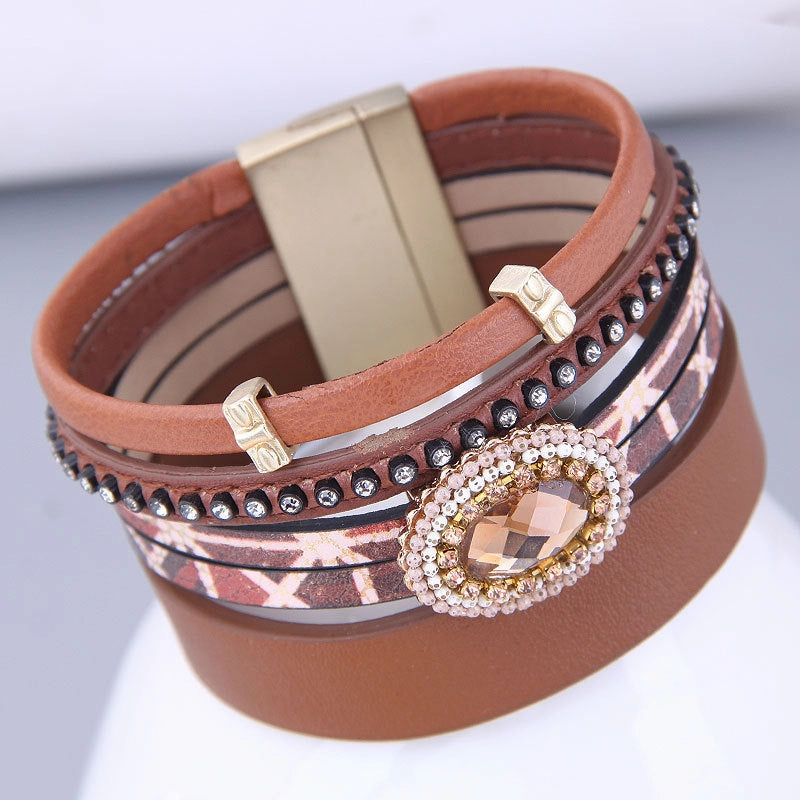 Wholesale Rhinestone Metal Magnetic Buckle Alloy Bracelet