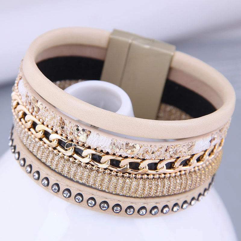 Wholesale Rhinestone Metal Magnetic Buckle Alloy Bracelet