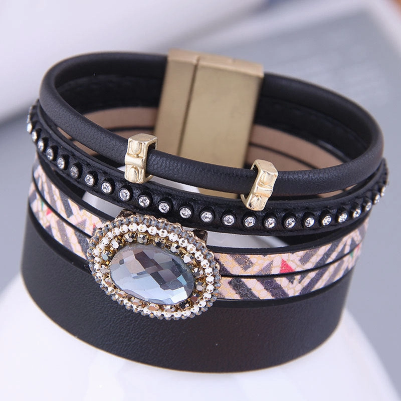 Wholesale Rhinestone Metal Magnetic Buckle Alloy Bracelet