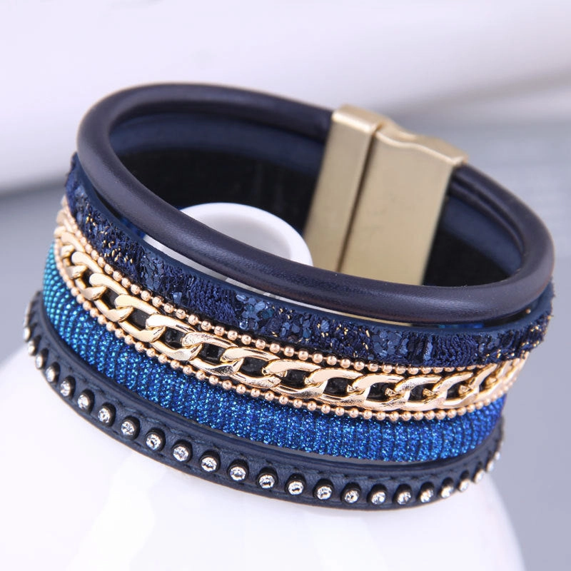 Wholesale Rhinestone Metal Magnetic Buckle Alloy Bracelet