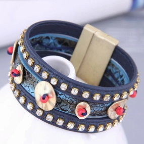 Wholesale Rhinestone Metal Magnetic Buckle Alloy Bracelet