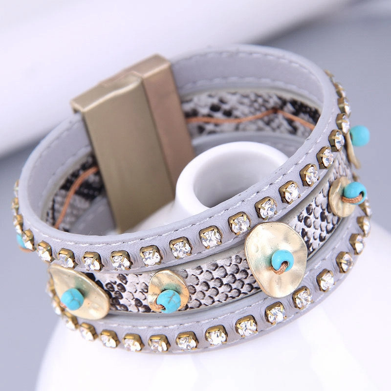 Wholesale Rhinestone Metal Magnetic Buckle Alloy Bracelet
