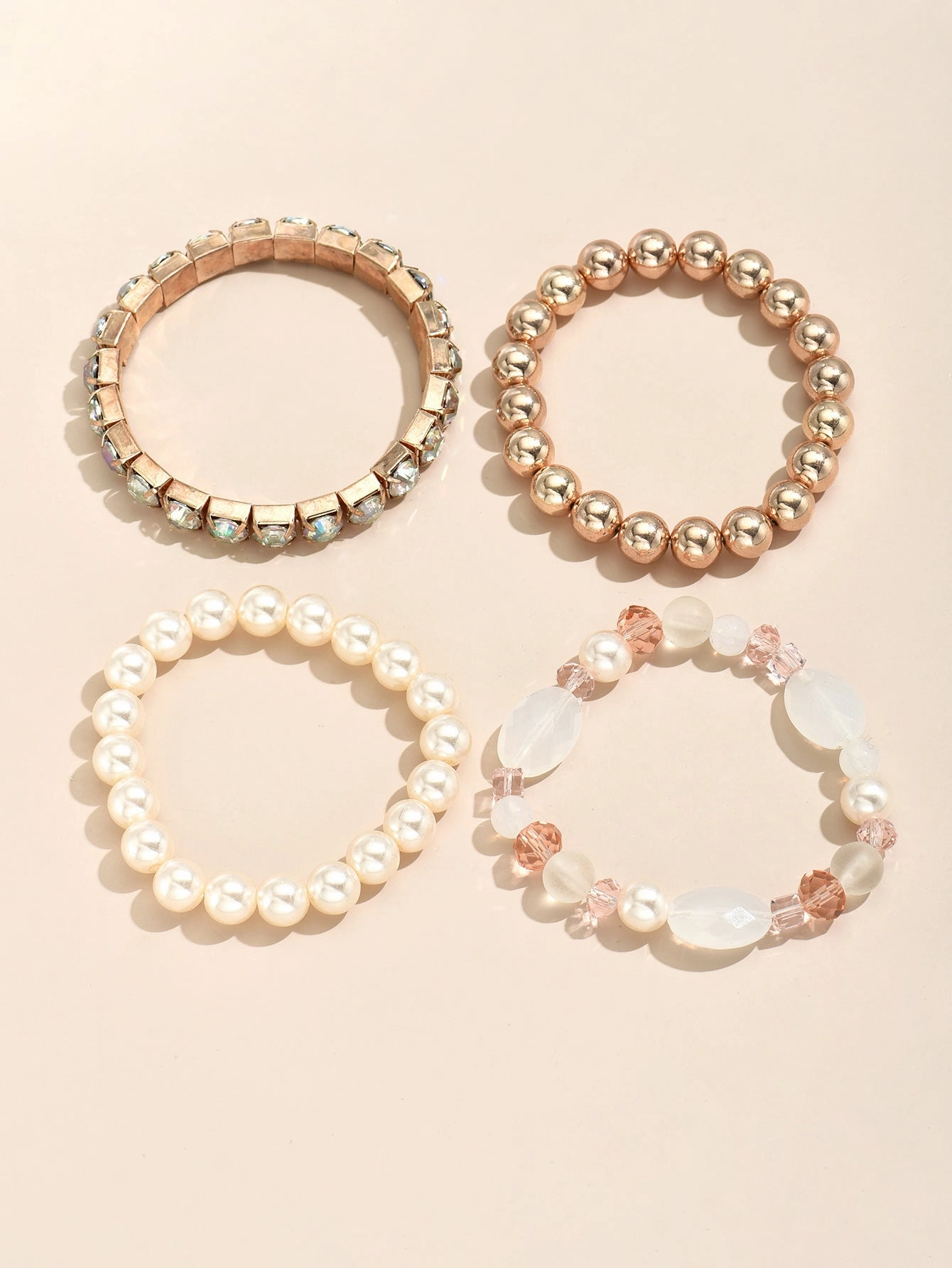 Wholesale Rhinestone Pearl Multi-layered Bracelet 4 Piece Set