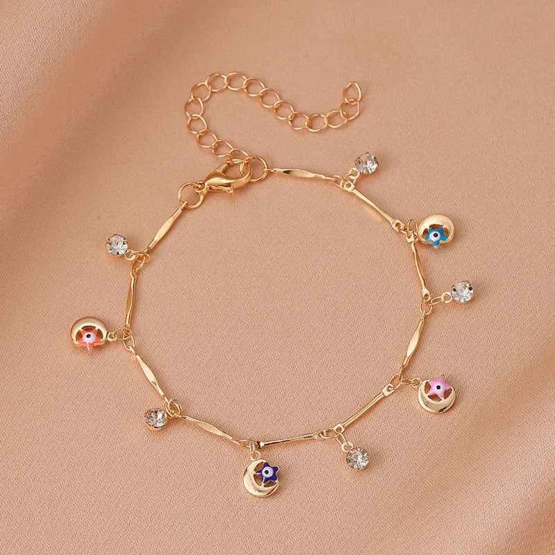 Wholesale Rhinestone Pentacle Flower Alloy Bracelet