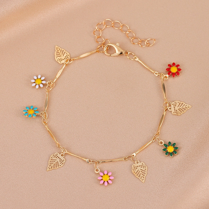 Wholesale Rhinestone Pentacle Flower Alloy Bracelet