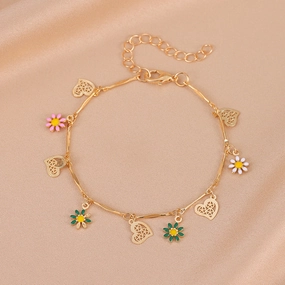 Wholesale Rhinestone Pentacle Flower Alloy Bracelet