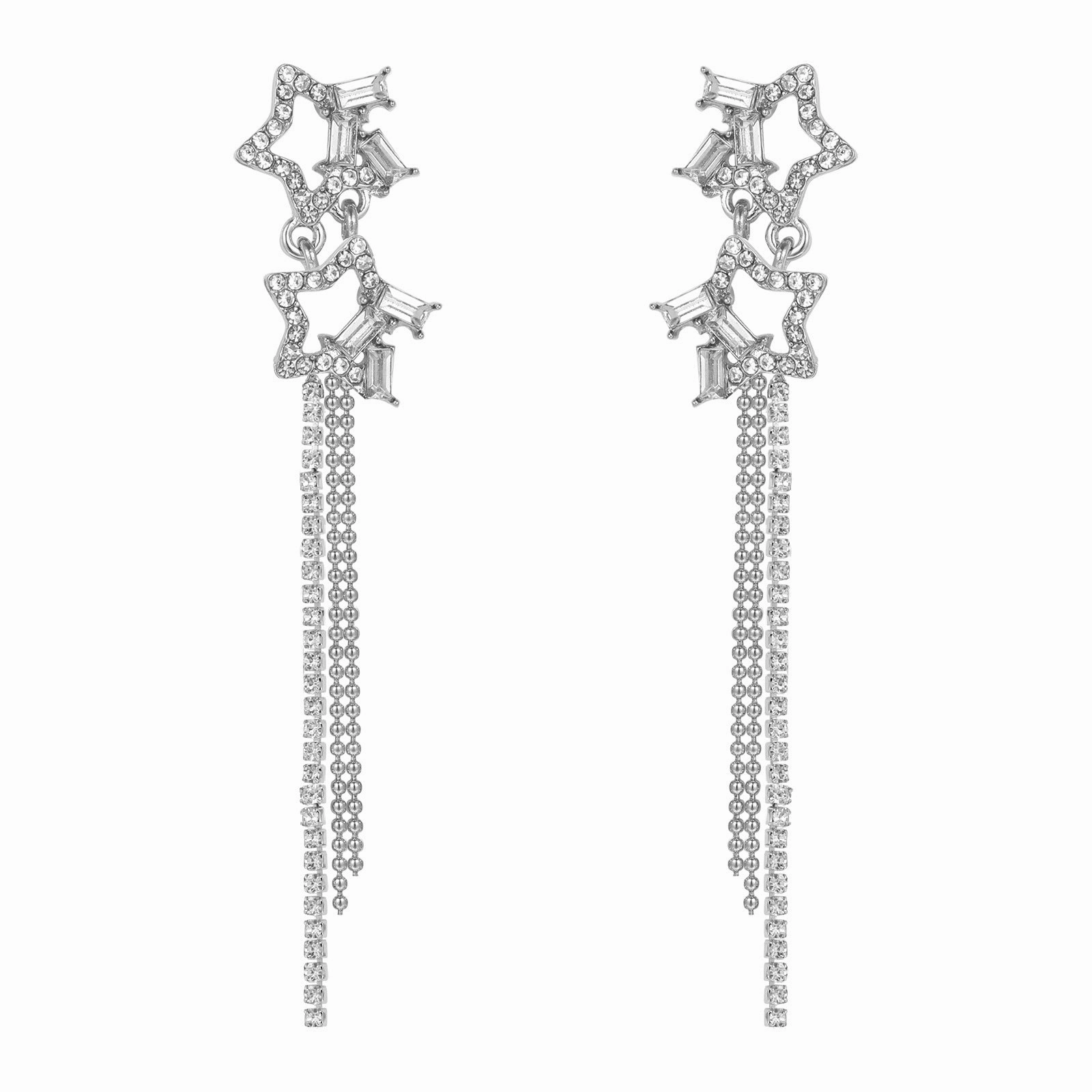 Wholesale Rhinestone Star Tassel Earrings