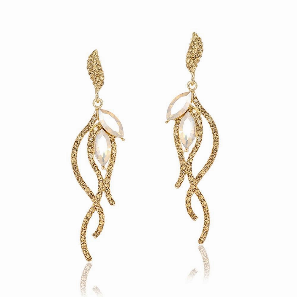 Wholesale Rhinestone Steel Needle Tassel Hollow Symmetry Earrings