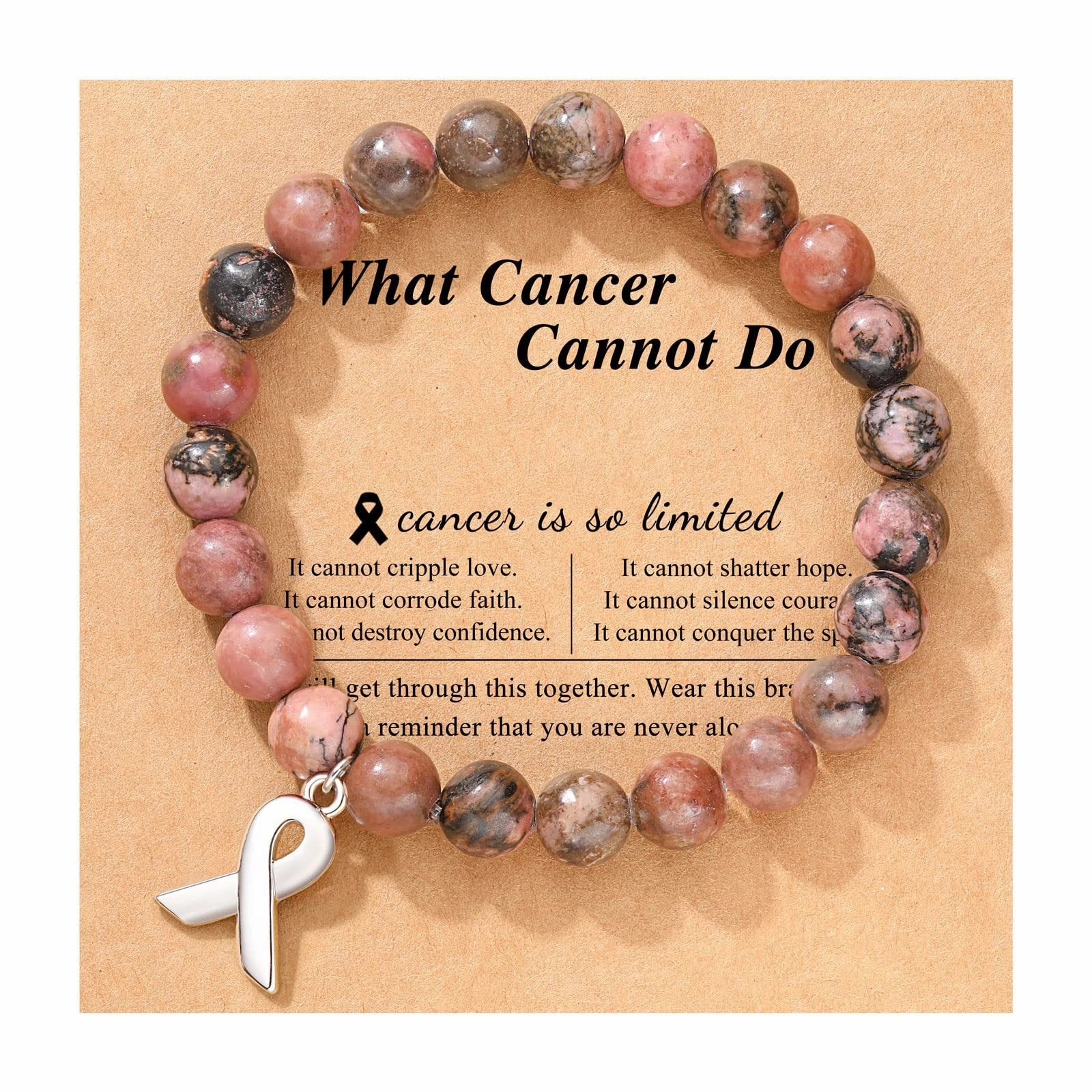 Wholesale Rhodochrosite Bow Ribbon Pendant Bracelet