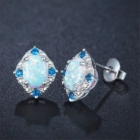 Wholesale Rhomboid Zircon Alloy Earrings