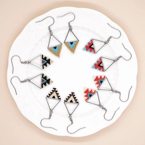 Wholesale Rhombus Hand Made Glass Earrings