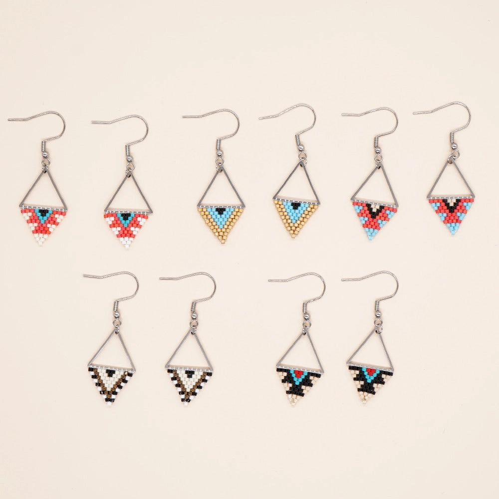 Wholesale Rhombus Hand Made Glass Earrings