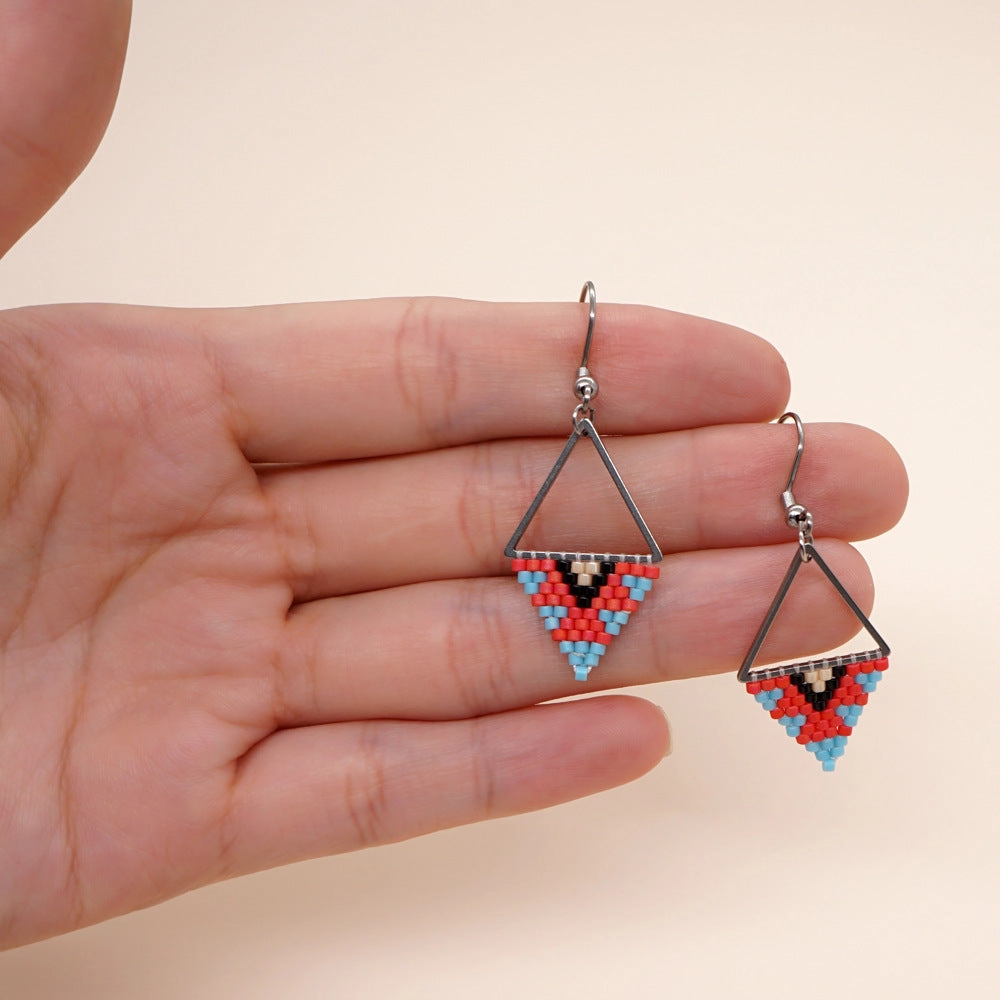 Wholesale Rhombus Hand Made Glass Earrings