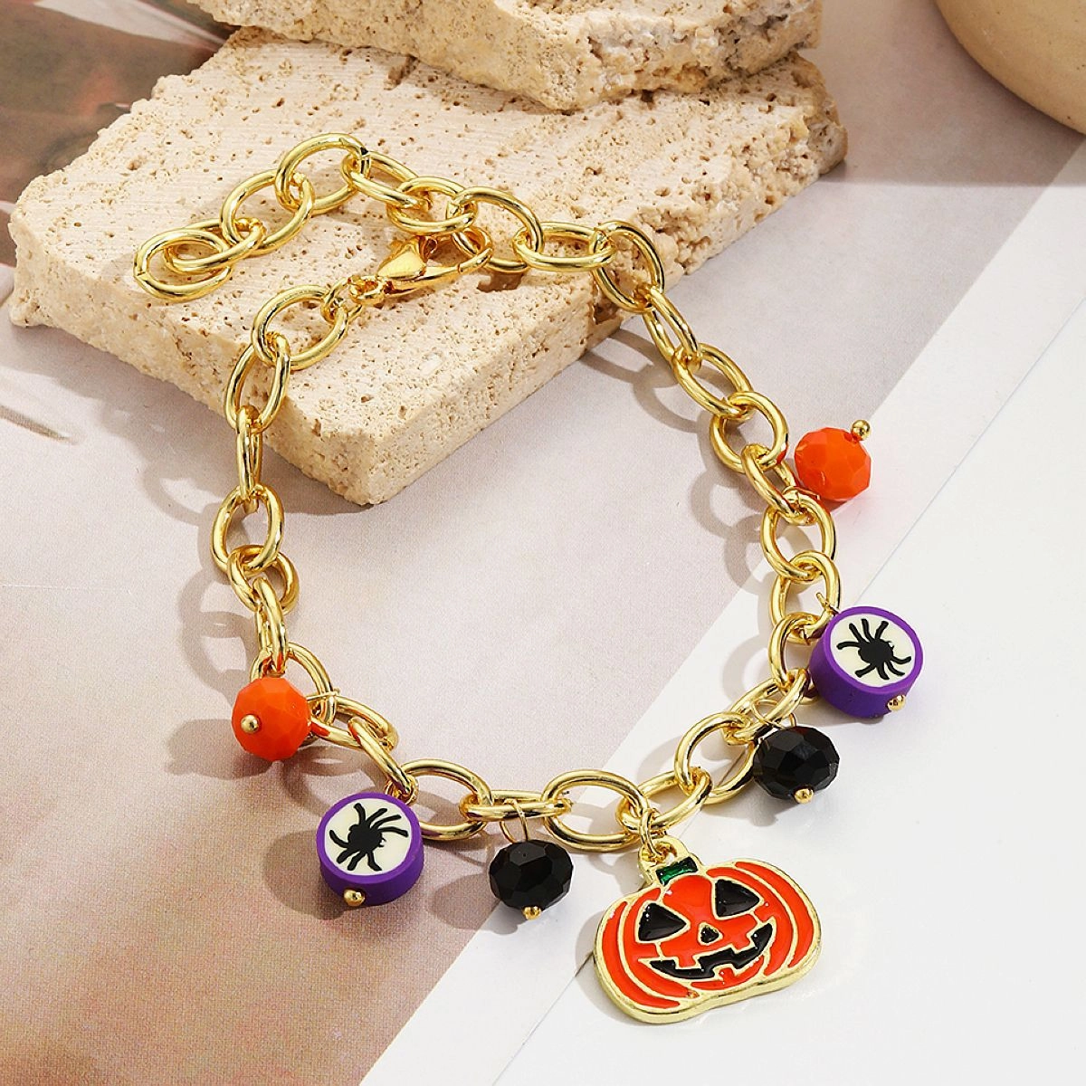 Wholesale Rice Ball Pumpkin Skull Pendant Halloween Bracelet