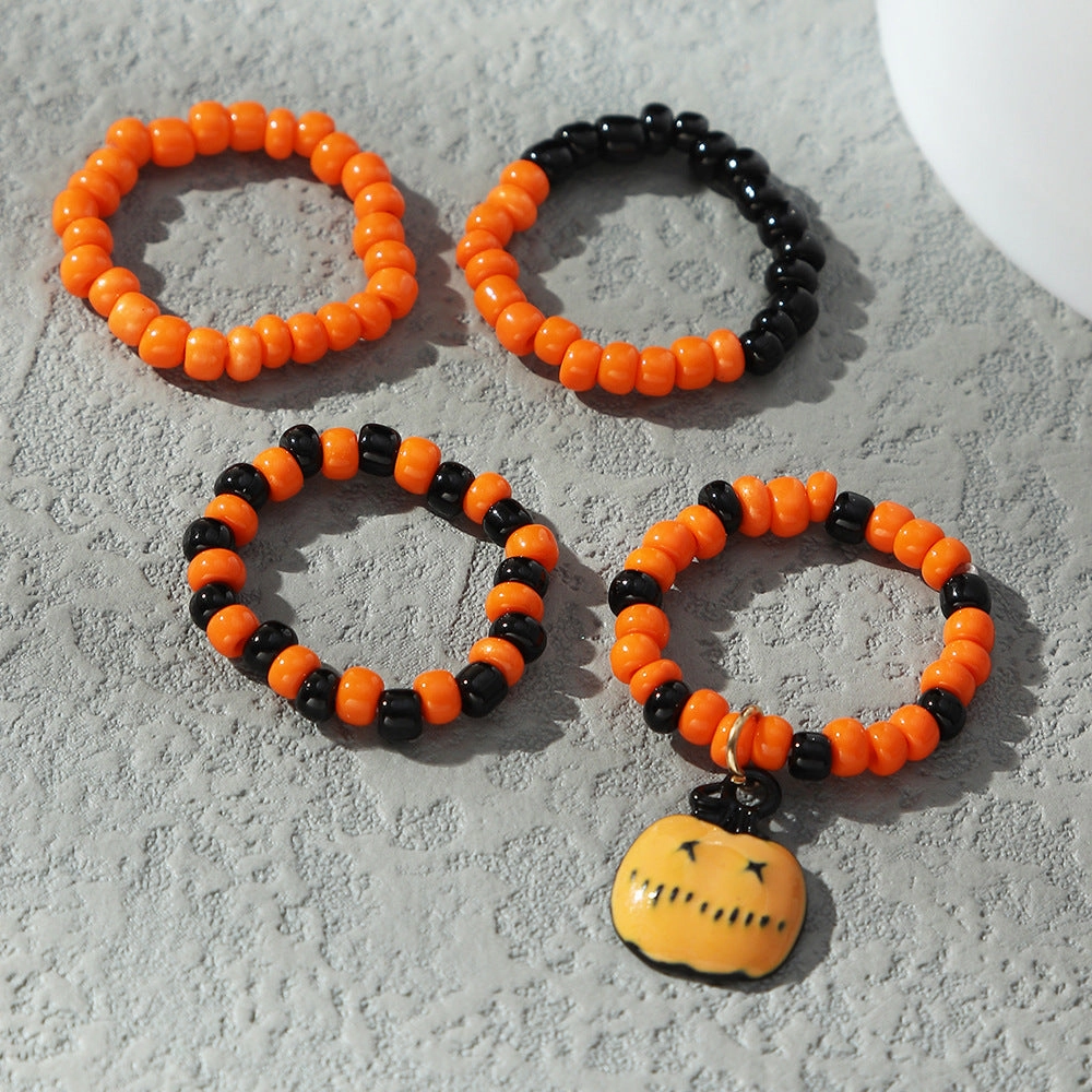 Wholesale Rice Ball Set Pumpkin Pendant Halloween Ring