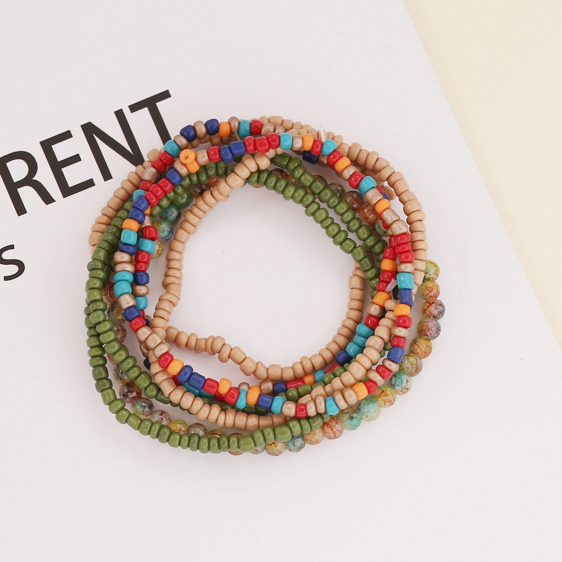 Wholesale Rice Bead Crystal Tassel Resin Bracelet