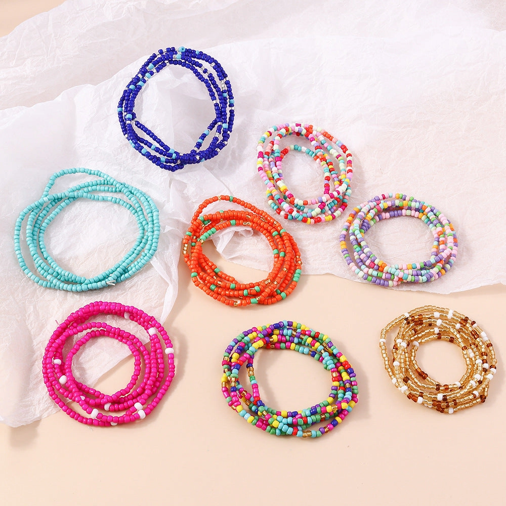 Wholesale Rice Beads Long Section Multi-layer Colorful Beading Bracelet