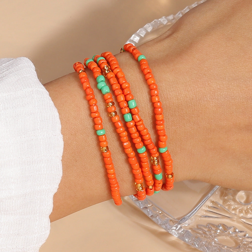 Wholesale Rice Beads Long Section Multi-layer Colorful Beading Bracelet