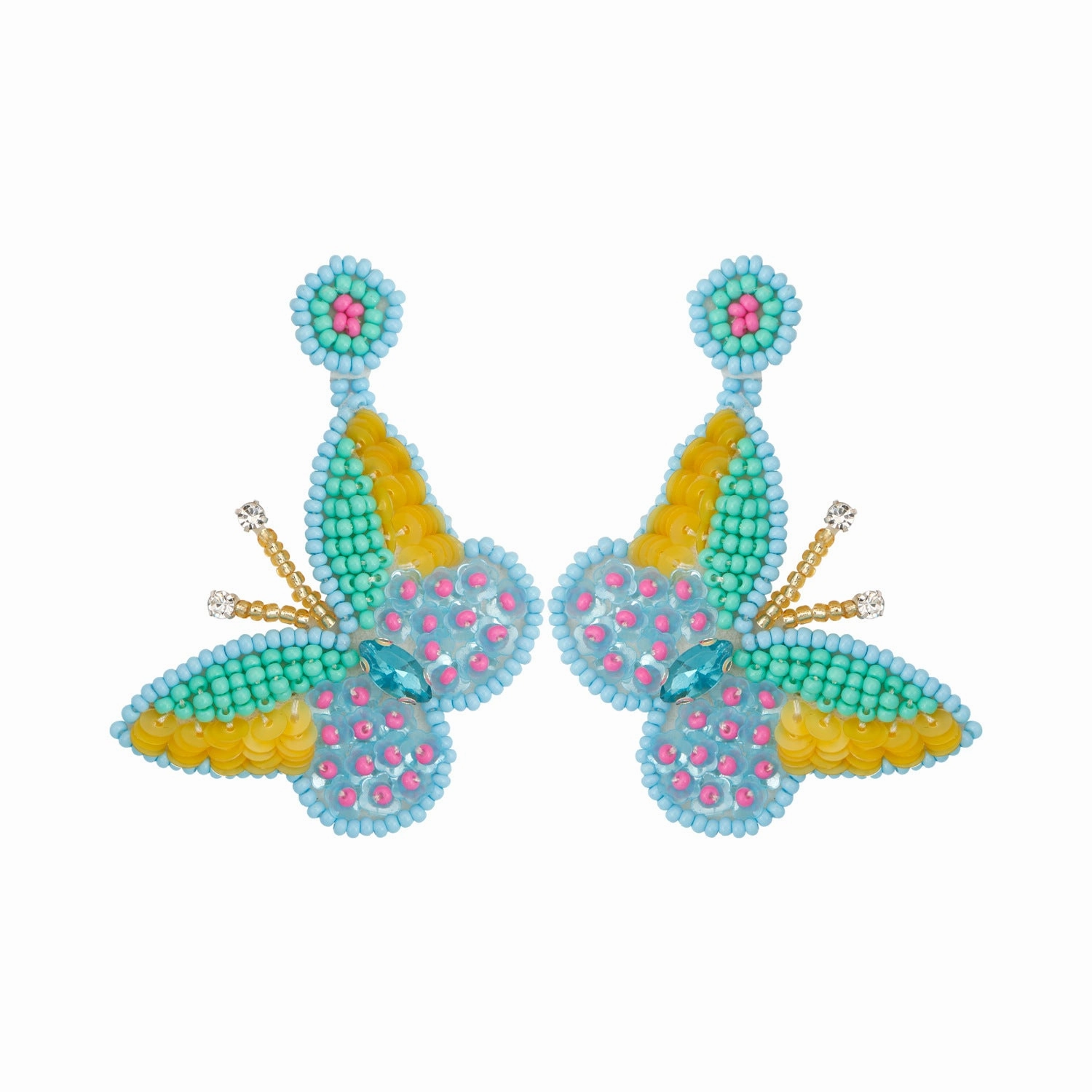 Wholesale Rice Beads Sequins Exaggerated Animal Butterfly Earrings