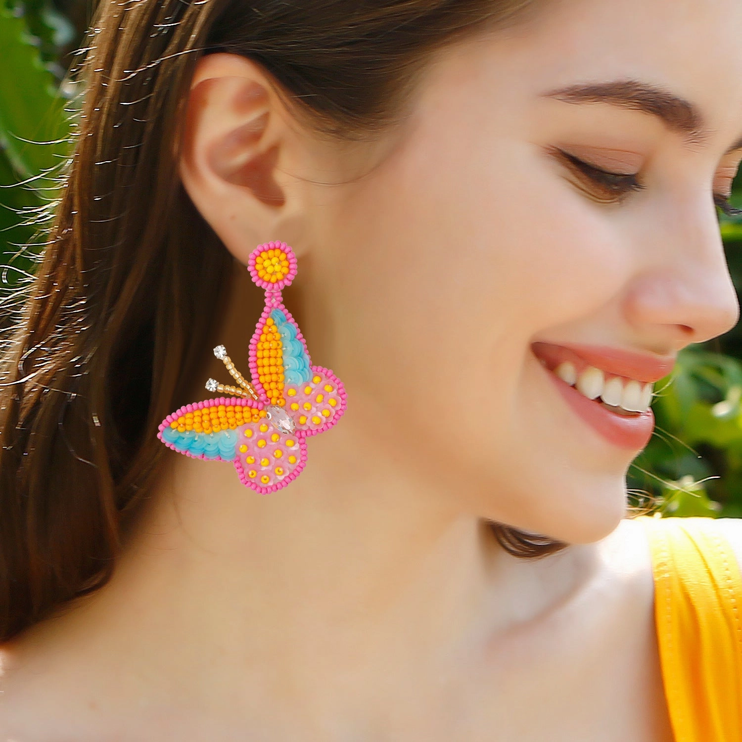 Wholesale Rice Beads Sequins Exaggerated Animal Butterfly Earrings