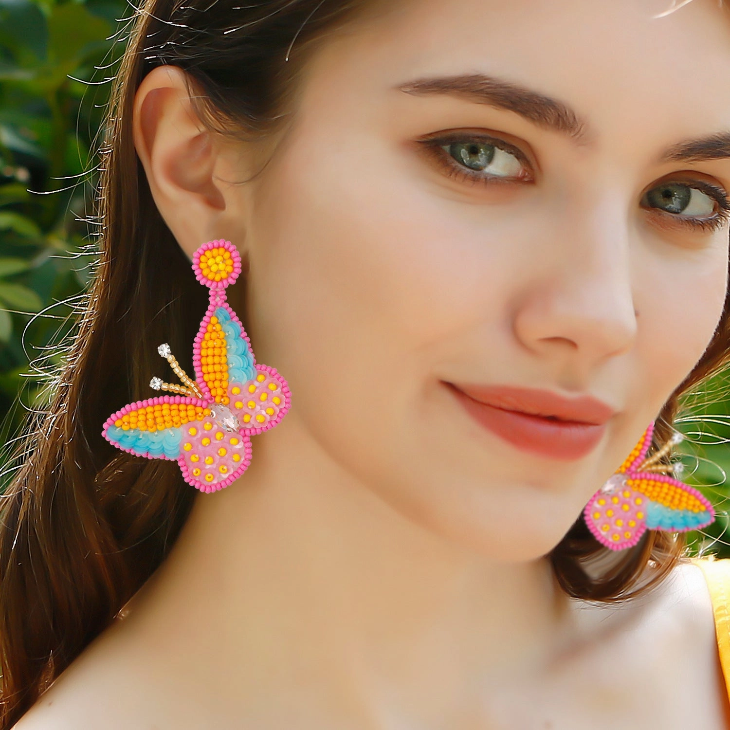 Wholesale Rice Beads Sequins Exaggerated Animal Butterfly Earrings