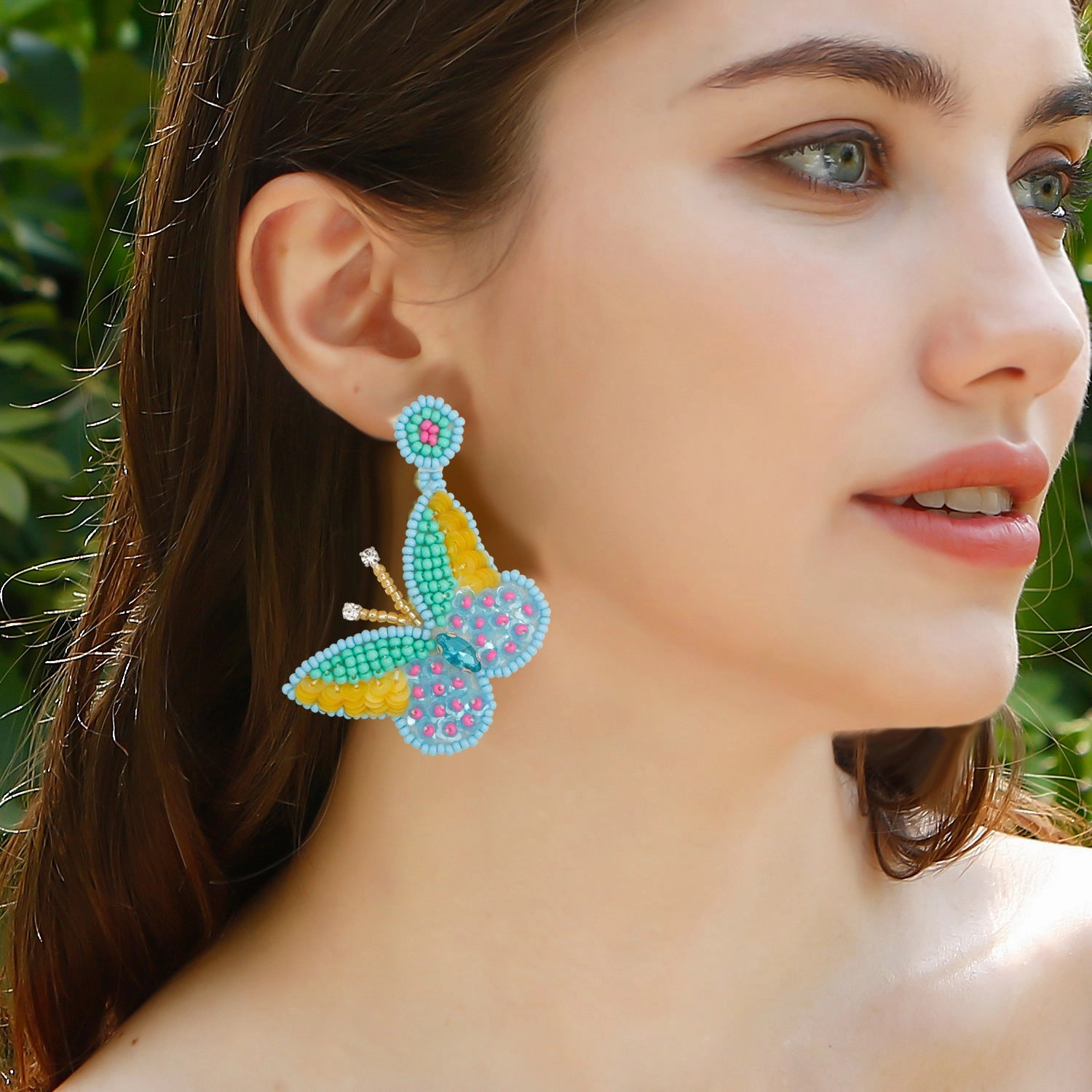 Wholesale Rice Beads Sequins Exaggerated Animal Butterfly Earrings
