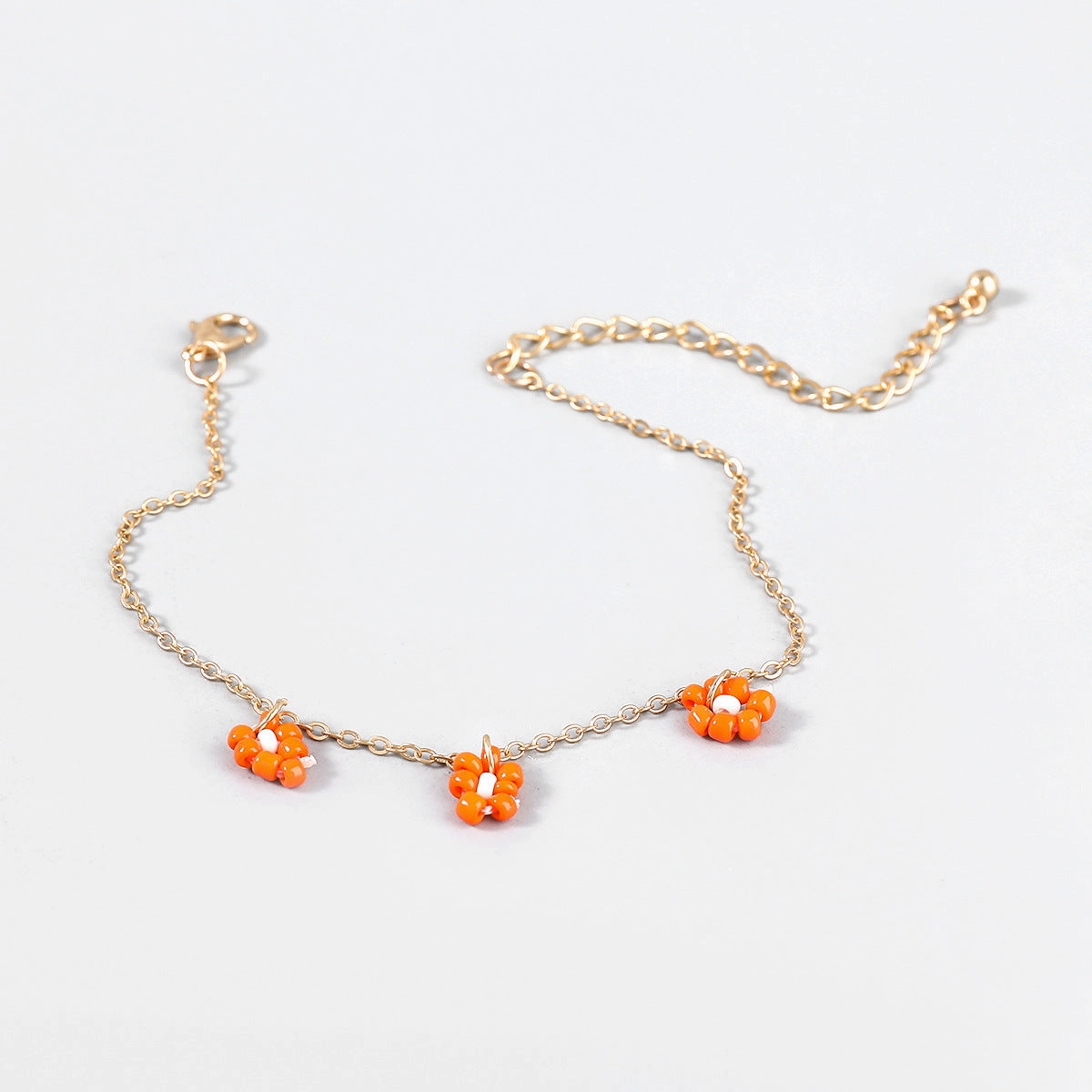 Wholesale Rice Beads Weaving Simple Flower Alloy Bracelet