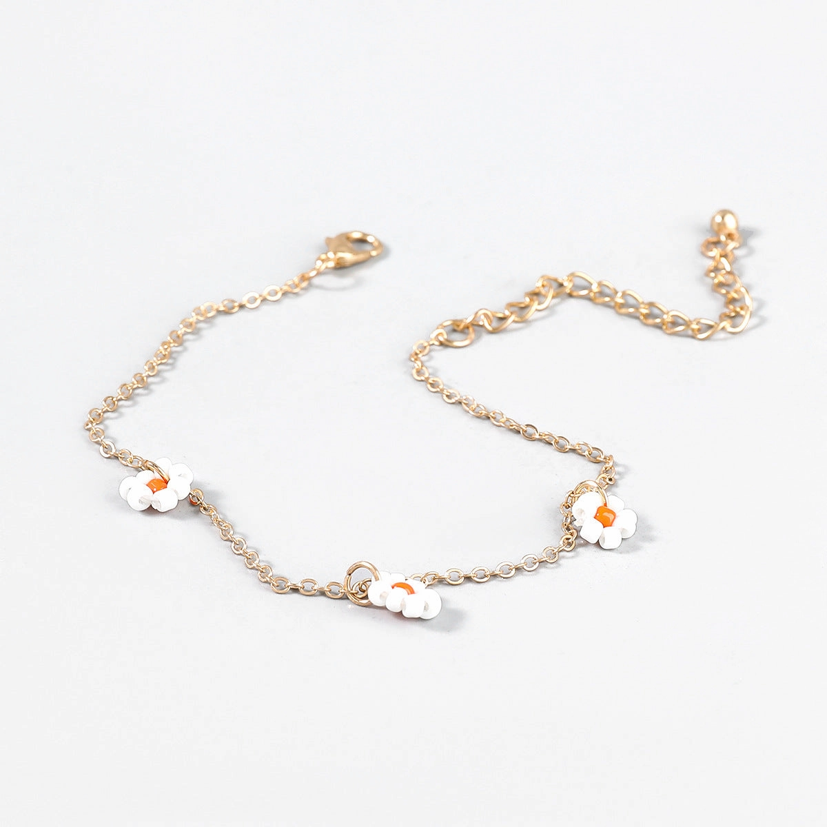 Wholesale Rice Beads Weaving Simple Flower Alloy Bracelet