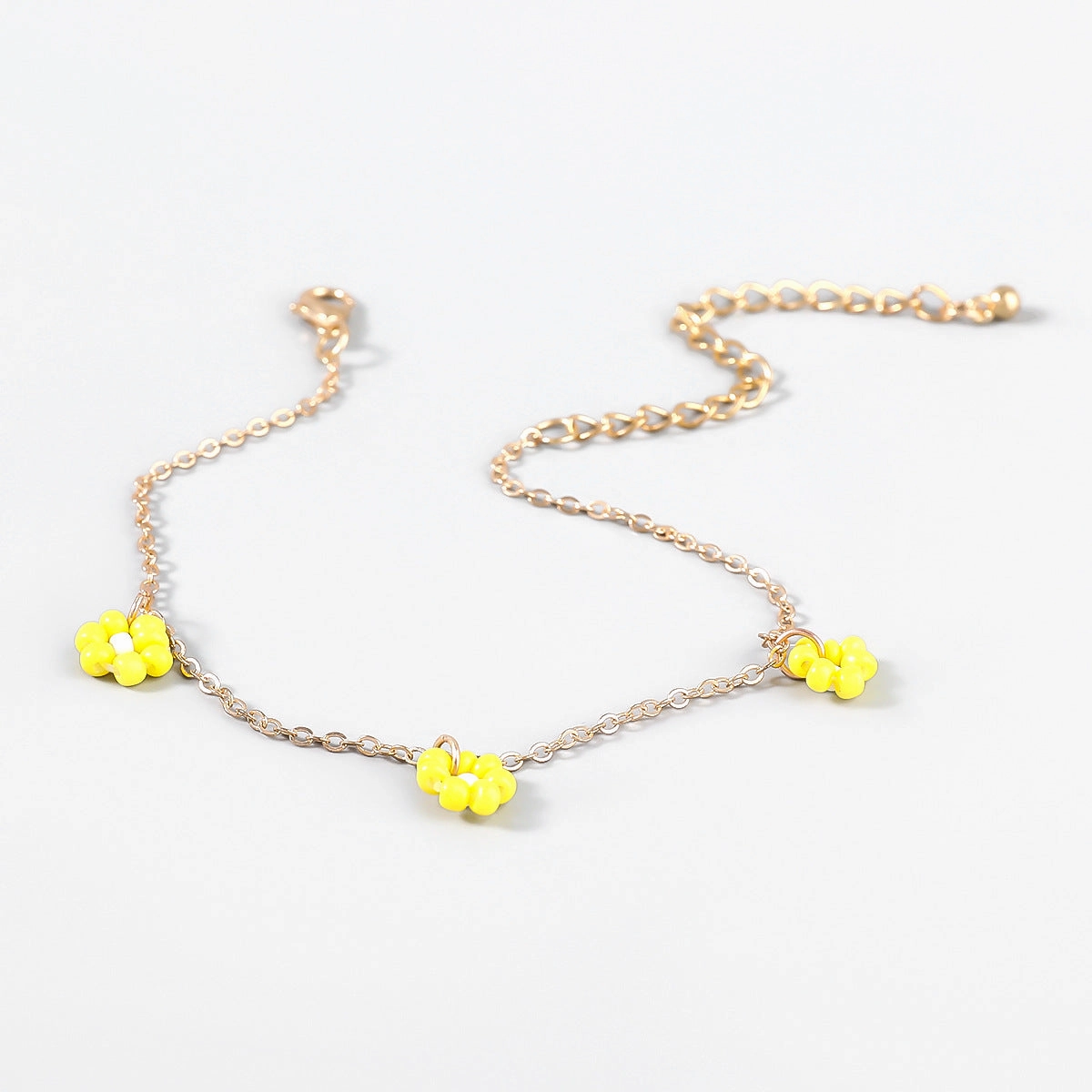Wholesale Rice Beads Weaving Simple Flower Alloy Bracelet