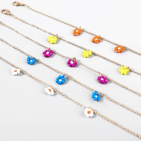 Wholesale Rice Beads Weaving Simple Flower Alloy Bracelet