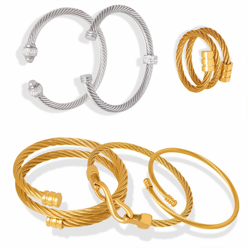 Wholesale Ring Light Luxury Colorless Titanium Steel Bracelet
