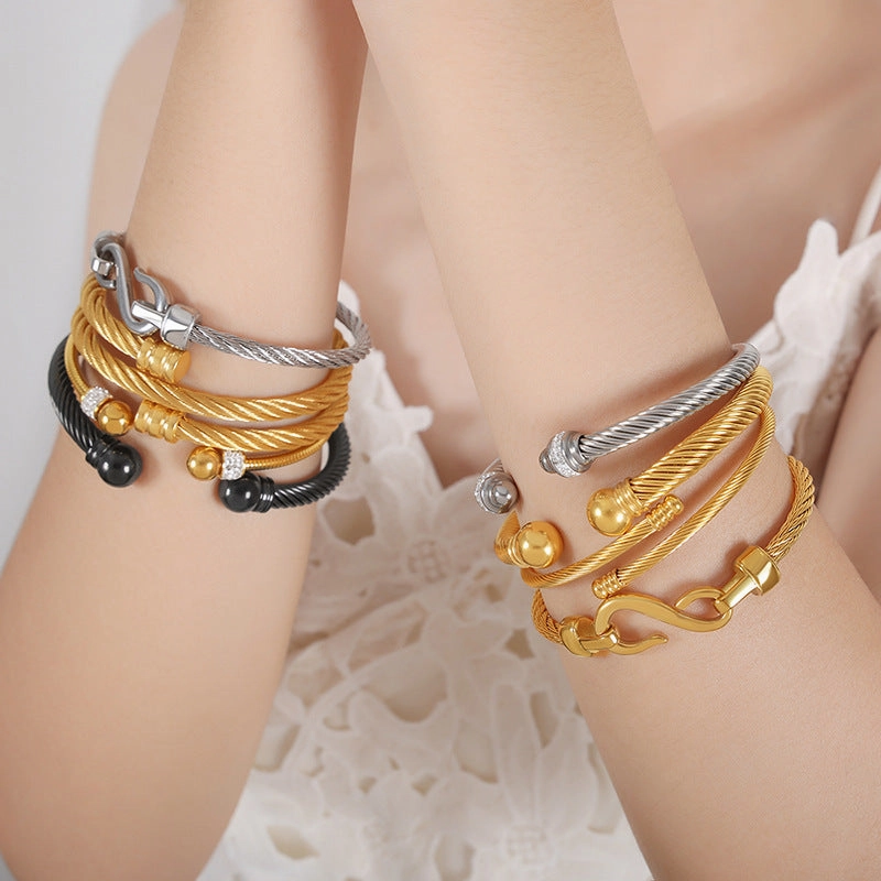 Wholesale Ring Light Luxury Colorless Titanium Steel Bracelet