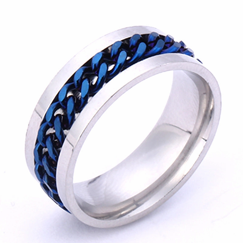 Wholesale Ring Opening Bottle Rotatable Chain Titanium Steel Men's Ring