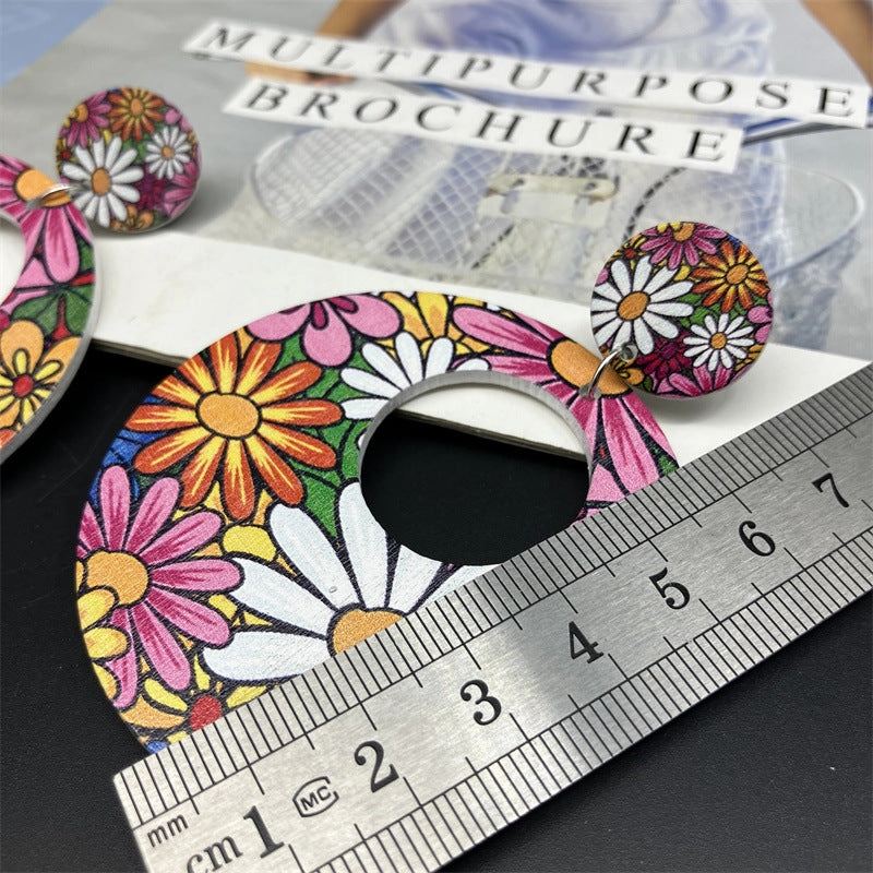 Wholesale Ring Petal Wood Earrings
