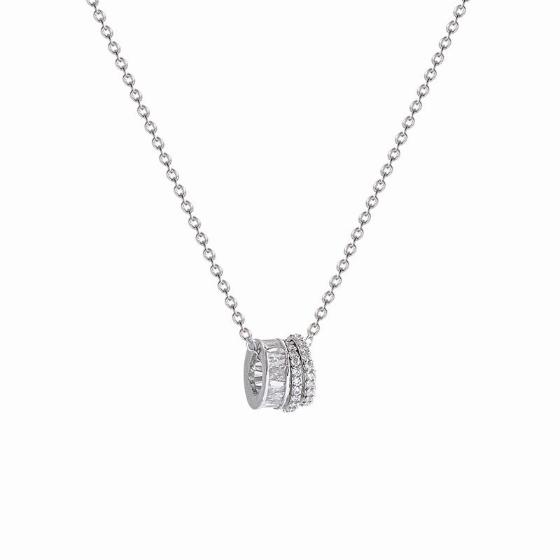 Wholesale Ring Zircon Pendant Titanium Steel Necklace