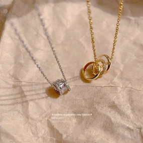 Wholesale Ring Zircon Pendant Titanium Steel Necklace