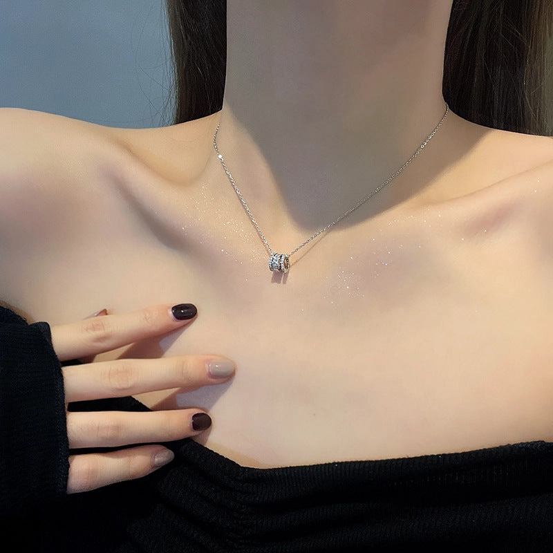 Wholesale Ring Zircon Pendant Titanium Steel Necklace