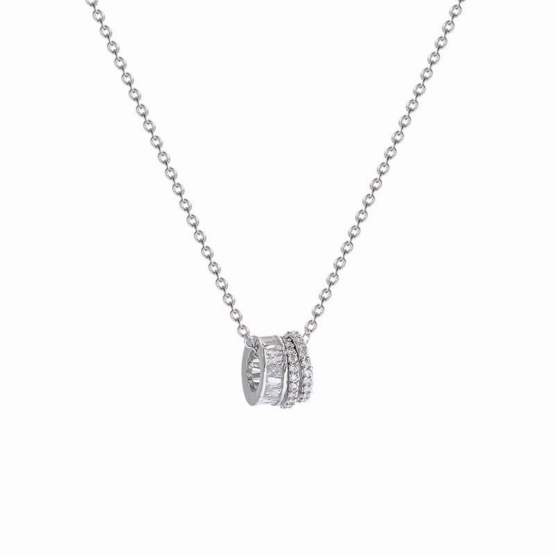Wholesale Ring Zircon Pendant Titanium Steel Necklace