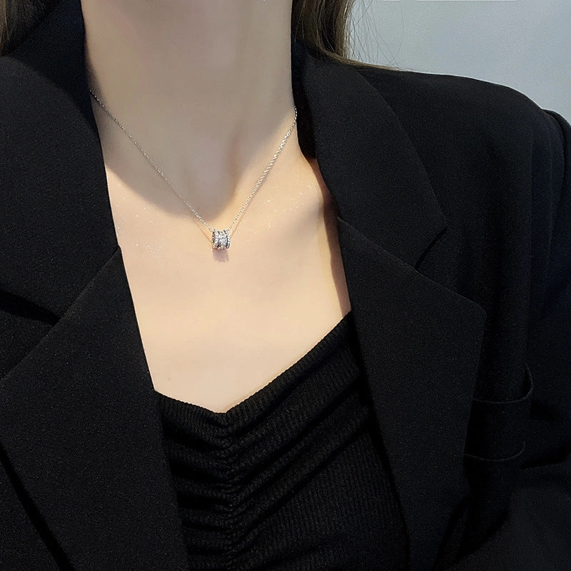 Wholesale Ring Zircon Pendant Titanium Steel Necklace