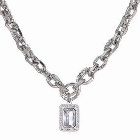Wholesale Rock Candy Gemstone Titanium Steel Hip Hop Clavicle Chain