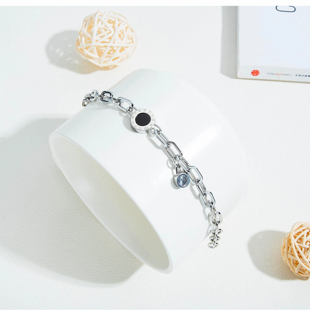 Wholesale Roman Numeral Diamond Titanium Steel Bracelet