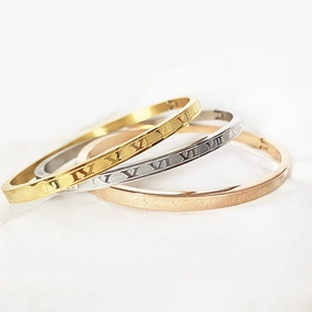 Wholesale Roman Numeral Open Titanium Steel Bracelet