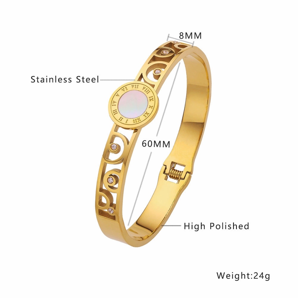 Wholesale Roman Numerals Vintage Hollow Titanium Steel Bracelet